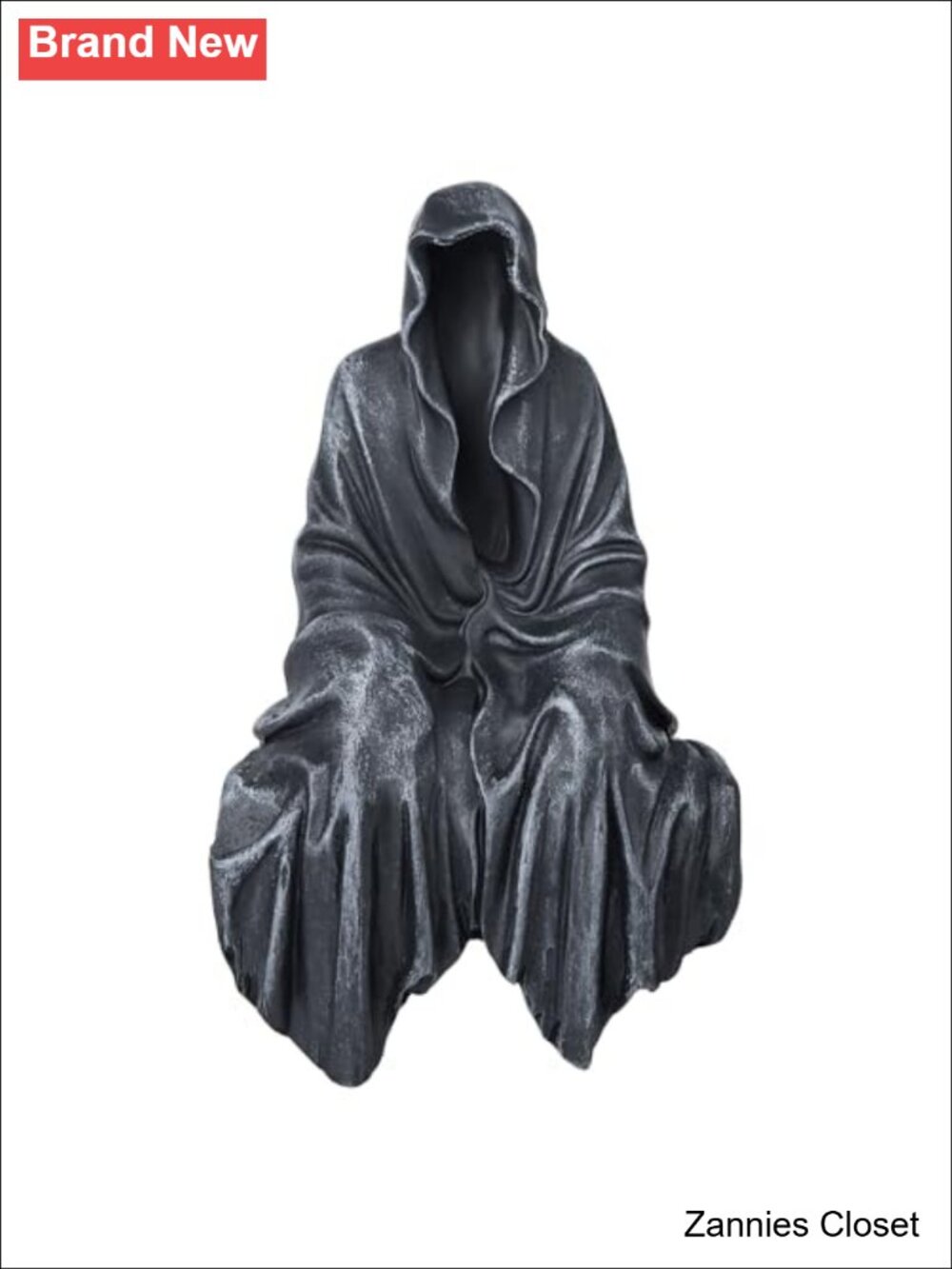 👻 Gothic Black Robe Sitting Statue Resin Tabletop Decor Grim Reaper Figurine